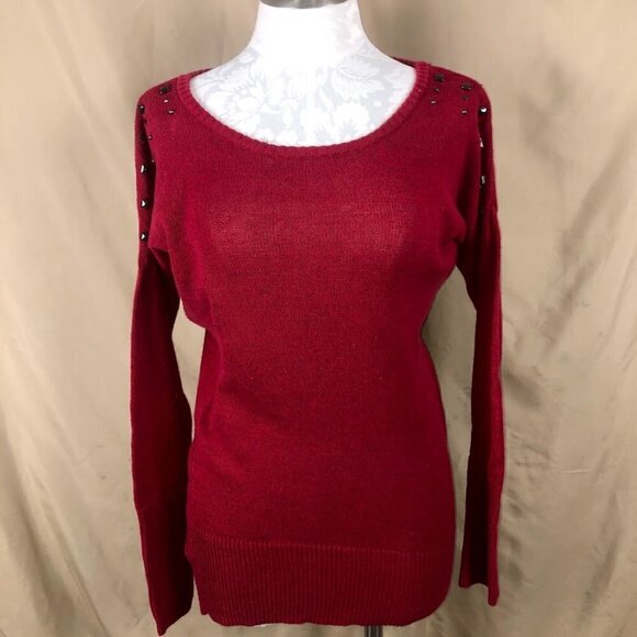 Mudd Jrs Red Swearter Studded Dolman Sleeves Large - Picture 3 of 8